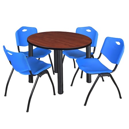 Kee Kee Round Table & Chair Set, Wood, Metal, Plastic Top, Cherry TB36RNDCHBPBK47BE